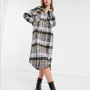 Plaid button down midi dress